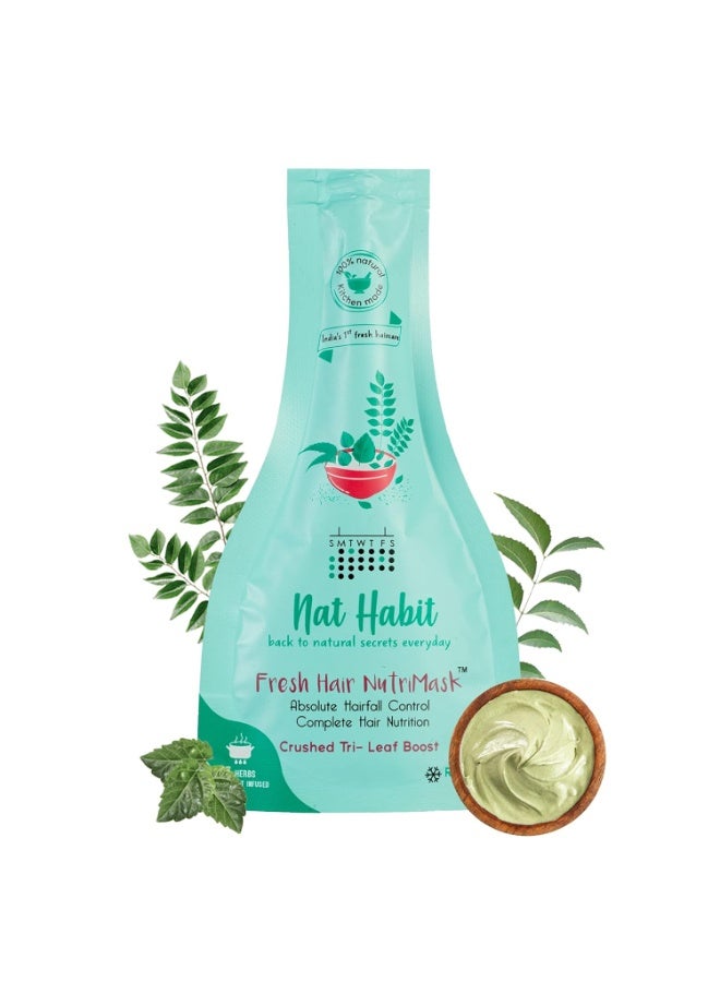 Nat Habit Crushed Tri-Leaf NutriMask - Hair Mask For Hairfall, Conditioning, Smoothening & Shine, Suitable For All Hair & Scalp Types (Pack of 1) - Image 1